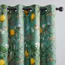 Topfinel Vintage Cottagecore Chinoiserie Curtains & Drapes Botanical Floral Flower Lemon Hummingbird Patterned Sage Green Pioneer Woman Blackout Curtains 96 Inches Long 2 Panels Living Dining Room