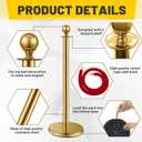 Ferraycle 6 Pcs 2026 Prom Stainless Steel Stanchion 5 ft Velvet Carpet Ropes and Pole Crowd Control Barriers Grand Opening Casino Movie Theme Party 360 Photo Booth Accessories (Gold)