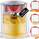 French Fry Cutter, Professional Home Style Onion Chopper, Vegetable Chopper Dicer Manual, Easy to Clean, Ultra Sharp Blades Thick-Strip Fry Cutter Apple Slicer and Corer, 3 Blades