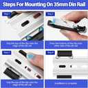 Hicarer 10 Pcs Din Rail Mount Clip 1.02 Inches Width Snap in Universal Mounting Brackets Fixed Clamp, Black Aluminum Alloy Relay Clip for 35mm Din Rail Switches and Injectors
