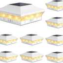 Brightever 3.5x3.5 4x4 Solar Post Cap Lights Outdoor, 8-Pack Solar Fence Post Lights for Wooden/Vinyl Posts, 2 Modes (Warm/Cool White), Solar Powered Waterproof Deck Post Lights for Patio Porch, White