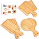 Mini Cutting Board, Charcuterie Boards Set, 6 PCS Bamboo Cheese Board Set, 6inch Cheese Serving Trays Platter Small Wood Cutting Board Fruit Trays for Serving Party, House Wedding Gifts (Light)