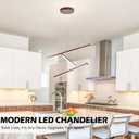 23" Walnut 3-Light Modern Led Chandelier for Kitchen Dimmable Linear Led Chandelier Bedroom Modern Pendant Light with Remote Control for Living Room Kitchen Bedroom Foyer