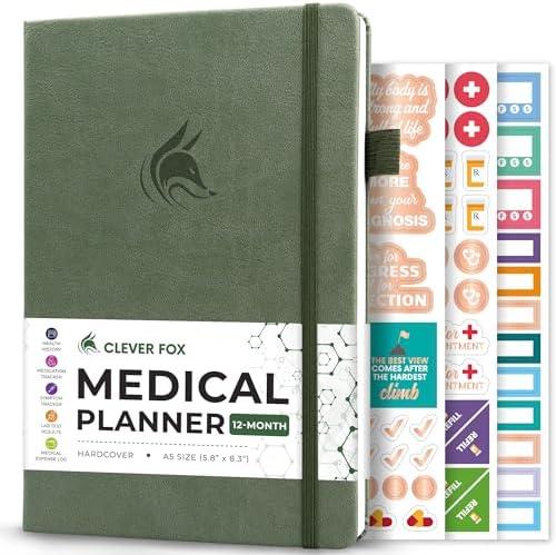 Clever Fox Compact A5 Medical Planner 12-Month – Medical Notebook, Health Diary, Wellness Journal to Track Health –12 Months (Cypress)