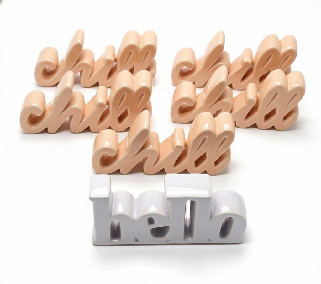 Decorative “Chill” Word Signs, Glossy Ceramic-Style Tabletop Decor, set  of 6 pack