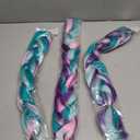 Rainbow Pre Stretched Braiding Hair Extensions Multi Color Braiding Hair 24inch 3Pcs Synthetic Colored Hair Extensions #Pink-Deep Purple-Blue-Green