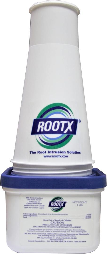 ROOTX - 2LB. JAR with Funnel/APPLICATOR Foaming Root Control for Sewer Lines and Septic Systems