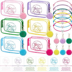 24 Pcs Weekend Party Favors, Makeup Bags Bracelets Keychains