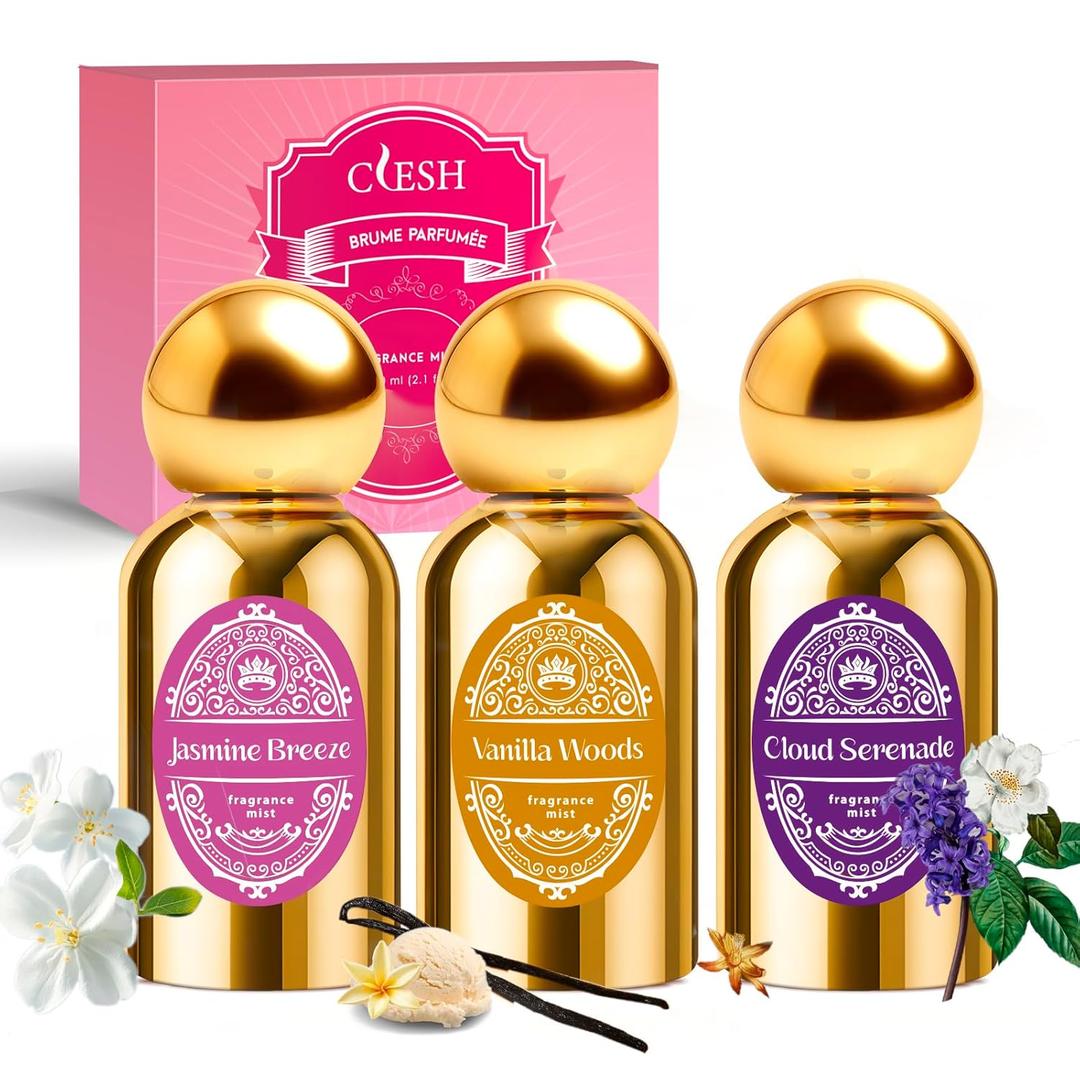 Body Spray for Women, Fragrance Mist, 3 Pack Travel Size Set, 60ml/2.1 fl oz, Vanilla Woods, Cloud Serenade, Jasmine Breeze