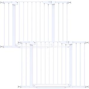 Cumbor 2 Pack 29.7-46" Baby Gate for Stairs, Mom's Choice Awards Winner-Auto Close Dog Gate for doorways, Easy Install Pressure Mounted Pet Gates indoor, Easy Walk Thru Wide Safety Gate for Dog, White