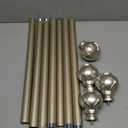 Champagne Gold Curtain Rod for Windows 28 to 48 Inches(2.3-4ft), 1" Diameter Heavy-Duty Adjustable Decorative Curtain Rod with Striped Twisted Finials - for Living Room Bedroom (Modern Home Decor)