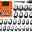 XEWEA Upgrade Screw Extractor Set, 27 PCS 3/8" Inch Drive Easy Out Bolt Extractor Set, Multi-Spline, for Removing Broken Studs, Bolts, Screws - More Convenient