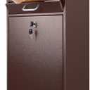 Yaocom Locking Mailbox with Key for Outdoor 18 x 15 x 7 Inches Large Wall Mount Mail Box with Lock Security Mail Drop Metal Collection Boxes Hanging Secure Postbox (Brown)