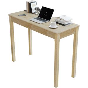 Solid Wood Desk with Drawers - 39" Narrow Desks for Small Spaces, Mid Century Modern Desks, Small Wooden Vintage Computer Writing Desk, Study Table for Home Office Bedroom, Natural, 39.4*15.7*29.5 Inch