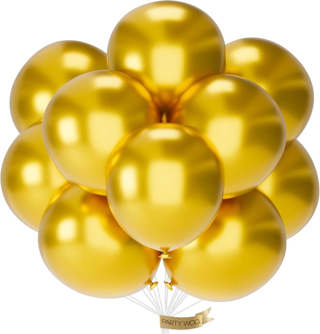 PartyWoo Gold Balloons 20pcs 18 Inch Gold Latex Helium Balloons for Birthday Wedding Anniversary Baby Shower Graduation Bachelorette Retirement Engagement Tea Casino Disco Party Decorations Gold-G101