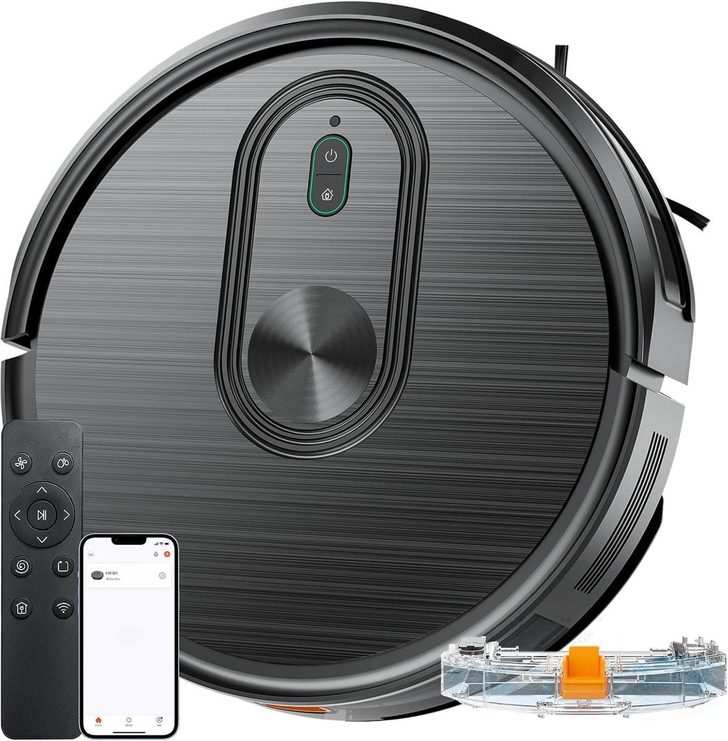 XIEBro Robot Vacuum and Mop Combo, 2 in 1 Vacuuming & Mopping Robot with Schedule, App/Bluetooth/Voice, 3200Pa Max Suction, Self-Charging Robot Vacuum Cleaner, Slim, Ideal for Hard Floor, Carpet (Black)