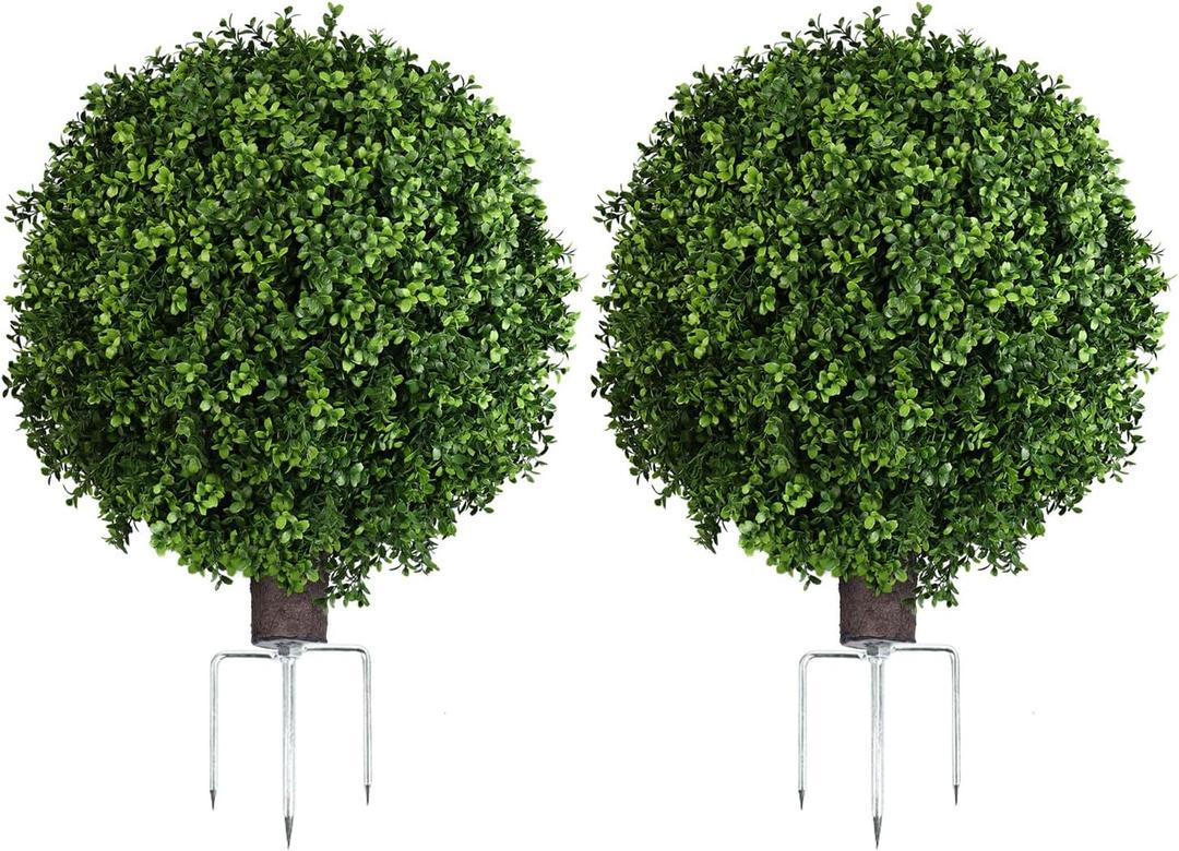 QIANYUN Artificial Boxwood Ball Bush- Faux Boxwood Decorative Balls for Backyard, Balcony,Garden, Wedding and Home Dcor (2, 22inch)