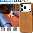 SHIELDON Leather Case for iPhone 17 Pro 6.3" 2025 with [Camera Button Updated], Magnetic Wireless Charging, Slim Fit, Anti-Scratch Non-Slip, Shock-Absorbent, Protective Phone Cover - Retro Light Brown
