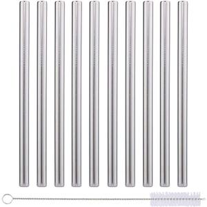 24 Piece Set Stainless Steel Straws Long 8.5 Inch Drinking Metal Straws Reusable Drinking Straws for 24 OZ 20 Straight
