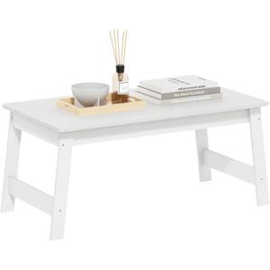 Furinno Beginning Coffee Table, Rectangular Modern Center Table with H-Legs, Side Table, Soft Edges, Easy Assembly, for Living Room, Bedroom, Home Office, White