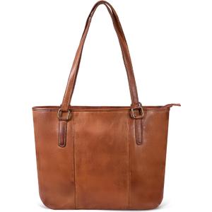 Leather Purse For Women - Real Leather Tote For Women - Ladies Shoulder Handbag For Work, Travel, Casual Use (Tan Washed)