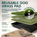 Dog Grass Pad with Tray 23”x35” – Artificial Pet Grass Patch for Dogs’ Potty with 2 Pcs of Washable Pee Pads & Puppy Potty Tray – Dog Litter Box Indoor & Outdoor for Puppy Training