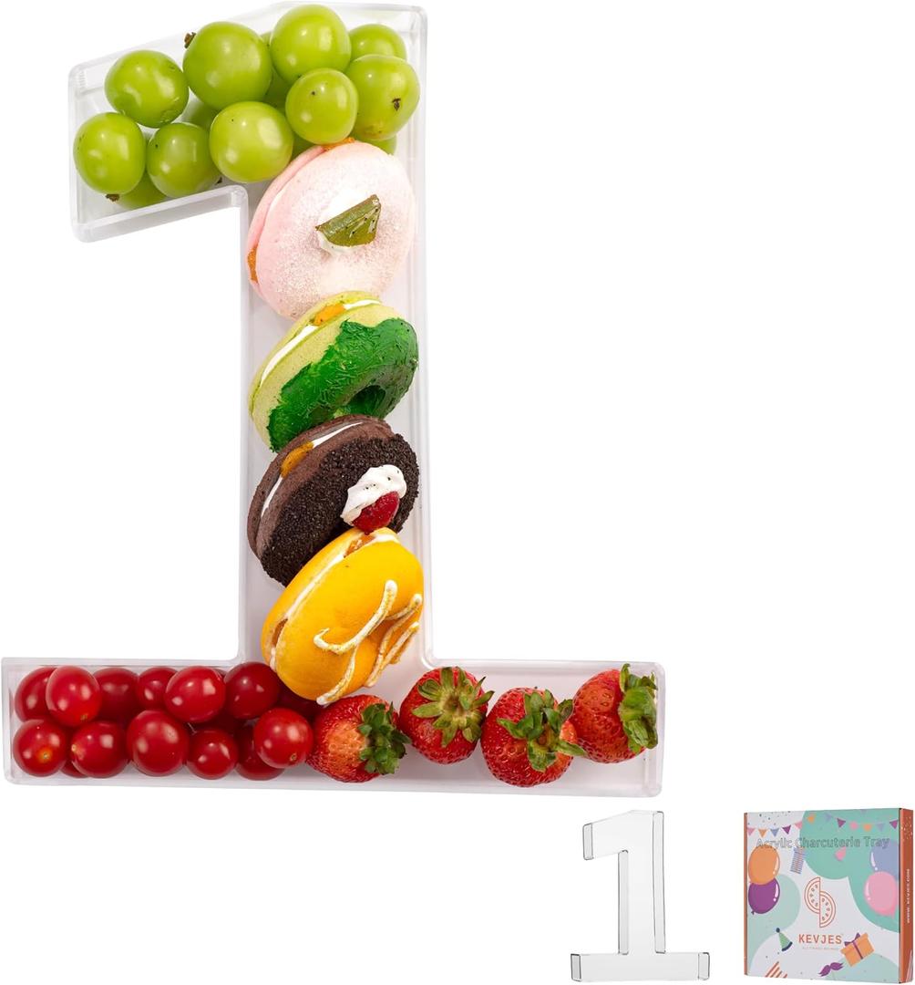 11" Clear Acrylic Letter & Number Charcuterie Tray-Reusable Fillable Alphabet Box for Displaying Candy, Cake, Snacks Party Dessert Serving Plate for Birthday, Wedding Anniversaries, Baby Shower (1)