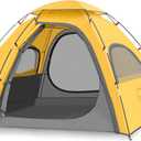 KAZOO Outdoor Camping Tent 2/4 Person Waterproof Camping Tents Easy Setup Two/Four Man Tent Sun Shade 2/3/4 People (Yellow)