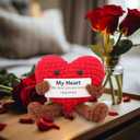 Emotional Support Couple Gifts, Handmade Crochet Pocket Hug Heart with Positive Card for Birthday Anniversary, Funny Knitted Doll for Lovers Boyfriends Girlfriends Couples