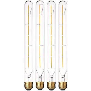 VCTC Lighting T300 6W Dimmable Led Edison Light Bulb T10(T30) Long Tubular Antique LED Filament Light,60 Watt Equivalent,4000K Daylight White,E26 Base, 600LM, Clear Glass,11.8in(300mm),  3 pack