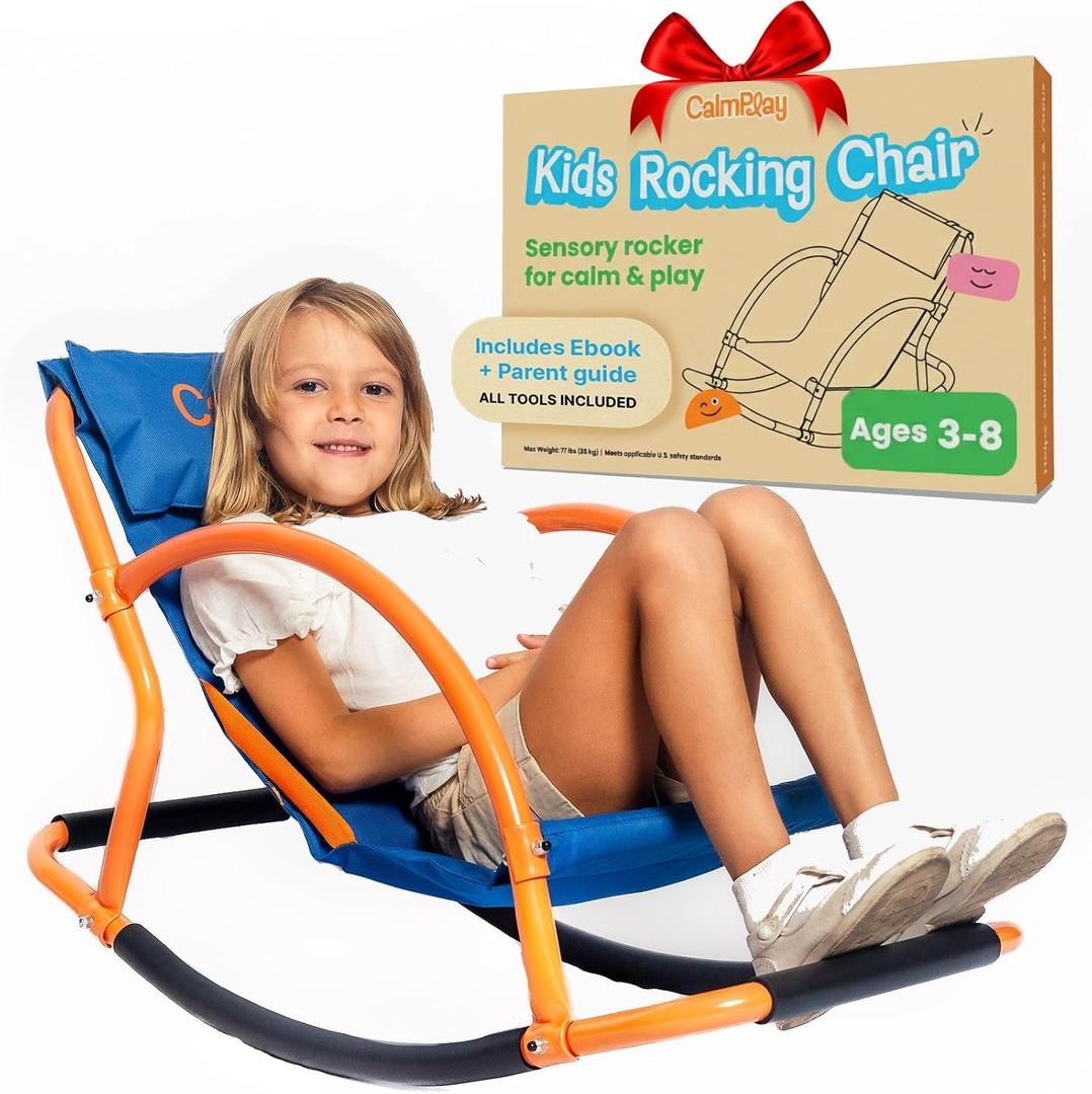 Kids Rocking Chair Sensory Rocker for Kids Ages 3-8 Calming Chair for Autism & Sensory Play Indoor Rocker for Focus, Relaxation & Quiet Time