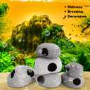 Lyrow 10 Pieces Aquarium Hideaway Rock Cave Stackable Fish Tank Decorations for Aquatic Pets to Breed, Play and Rest, Ceramic Shelters for Small Fish, Betta Cave Shrimp Habitat, Breeding Tube (Rustic)
