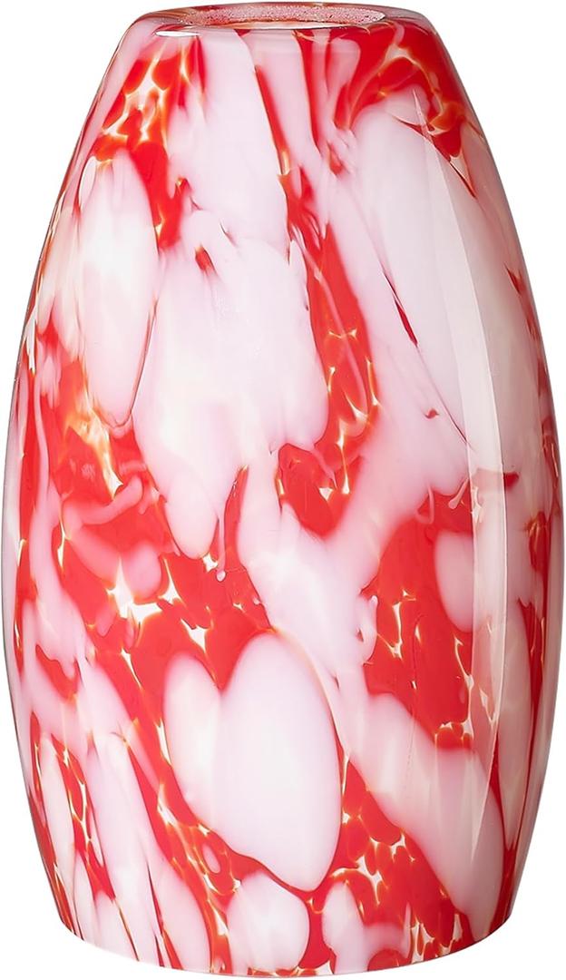 Oval Glass Pendant Lamp Shade Only Art Glass Light Covers for Kitchen Island Pendant Light Fixtures Replacement Shade for Mini Pendant Light (red cloud)