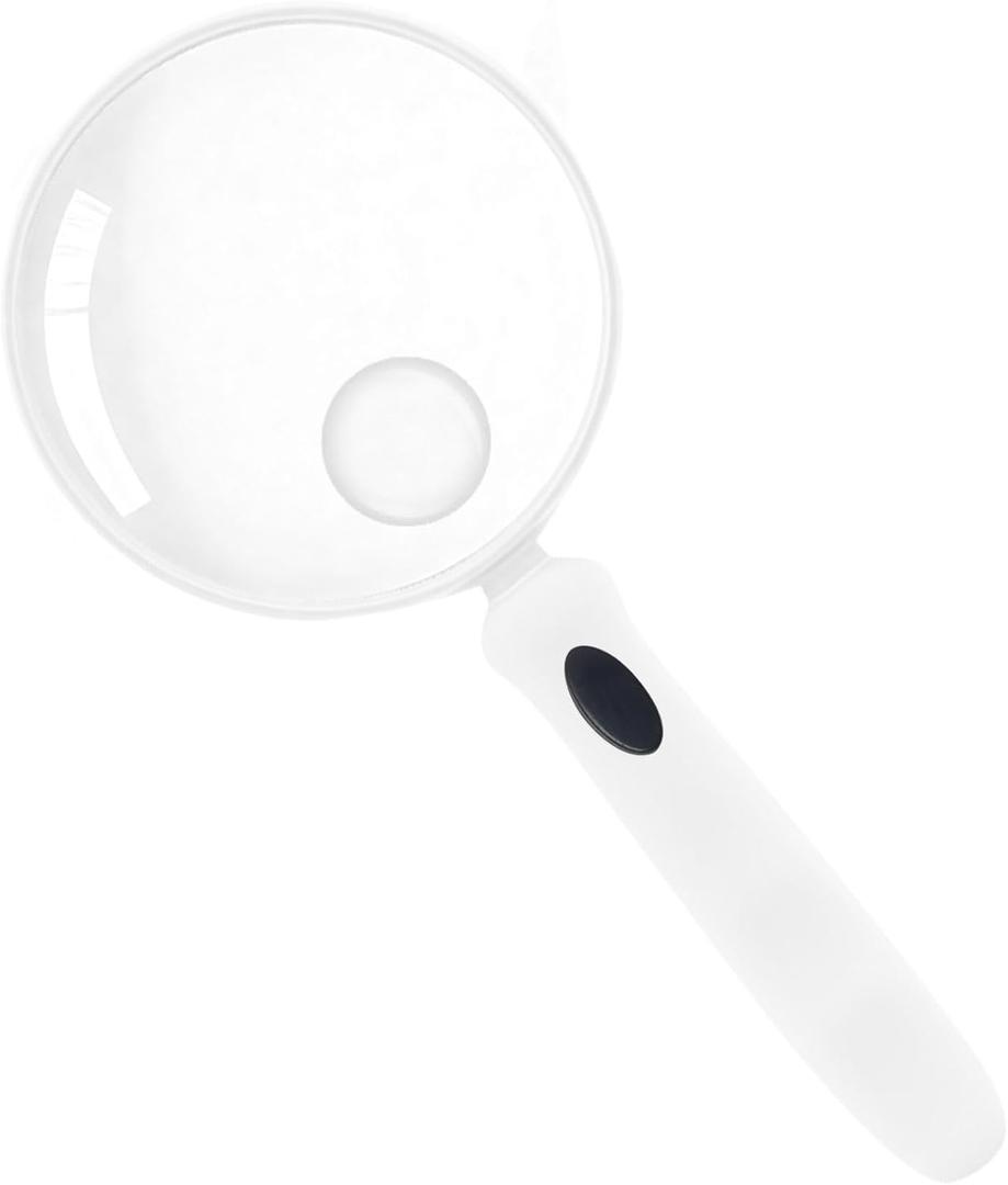 3 x Lakei 10X Handheld Reading Magnifier Glass, Non-Slip Handle,90mm(White)