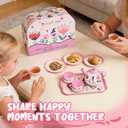 Floral Tea Party Set for Little Girls Ages 3-6, 15-Piece Pretend Play Kitchen Toys with Teapot, Cups, Plates & Storage Case, Princess Gift Set (Pink)