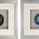 Huji Blue Agate Slice Shadow Box Wall Décor (2 Piece Set), 11.8h X 11.8w X 2d
