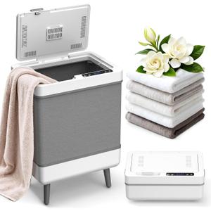 Towel Warmer for Bathroom, 35L Large Towel Warmer Bucket with Aromatherapy, Temperature & Timer, Foldable & Easy Storage, Fits 3 45"x70" Towels and Blankets, Auto Shut Off, Towel Dryer
