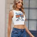 Baseball Tank Top Women Vintage Baseball Mom Tanks Baseball Season Graphic Tee Shirts Game Day Knit Crop Sleeveless Tops (White, M)