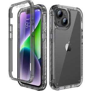 Lifedance iPhone 14/13 Case, Full-Body Rugged Protective Case with Built-in Screen Protector, 10 FT Military Grade Drop Protection, Heavy Duty Shockproof, Clear Black