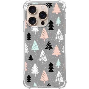 Pink White Black Christmas Trees Case Compatible with iPhone 16 Pro Max, Winter Christmas Cartoon Case for iPhone 16 Pro Max, Cool TPU Bumper Phone Case Cover