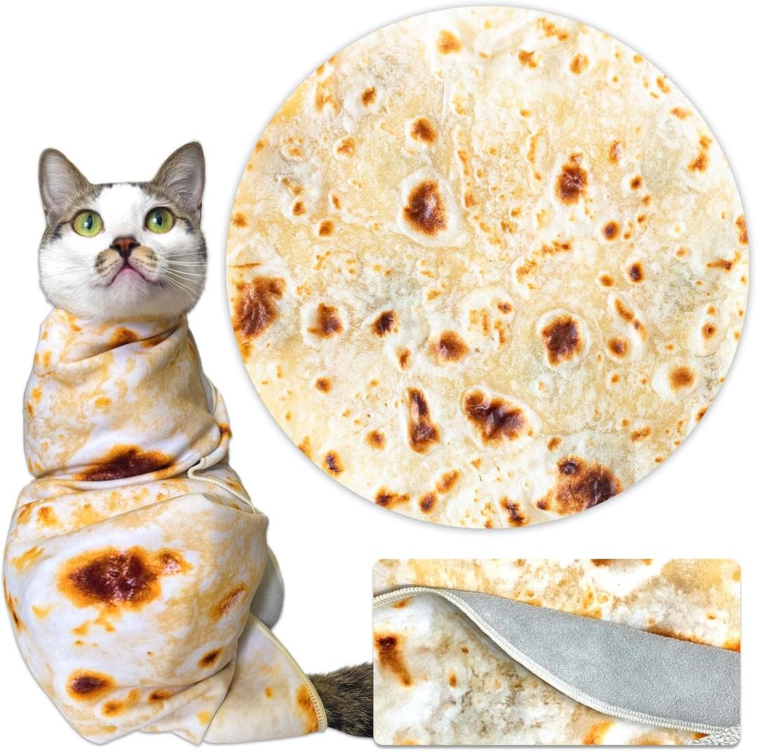 Cat Wrap for Cutting Nails, Tortilla Blanket Pet Supplies Cat Washing Bag, Burrito Blanket Cat Restraint for Nail Clipping, Multifunctional Pet Tool Gifts for Cat Lovers (L (within 14lbs), Tortilla)