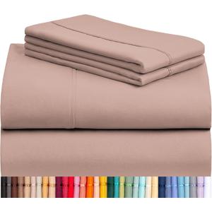 LuxClub 4 PC Queen Sheet Set, Breathable Luxury Bed Sheets, Deep Pockets 18" Wrinkle Free Cooling Sheets Machine Washable Hotel Bedding Silky Soft - Pearl Pink Queen