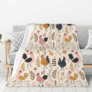 Chicken Throw Blanket Gift for Chicken Lovers Premium Anti-Pilling Flannel Soft Warm Lightweight Blanket (Cute Chickens, 60"x50")