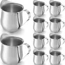 Honeydak 10 Pieces 5oz Stainless Steel Bell Creamers Pitcher Mini Cup Container Espresso Shot Frothing for Serving Milk Coffee Cream for Restaurant Cafes Home