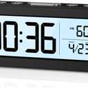 Digital Clock Battery Operated, Small Travel Alarm Clock with Temperature Date, Blacklight, Snooze, Battery Powered Digital Clock for Bedroom,Office,Travel (Batteries Included)