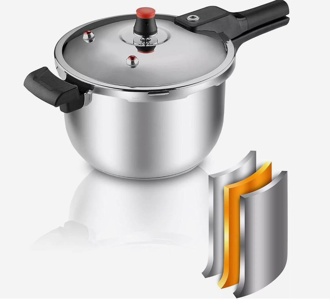 1.85Gal Thickened Stainless Steel Pressure Canner with Release Valve Canning Cooker Pot Stove Top Instant Fast Cooking Compatible with Gas & Induction Cooker 7Liter suitable for 6-8person