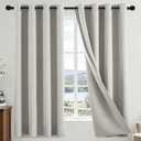 COSVIYA 100% Blackout Cream Linen Curtains & Drapes 63 Inch Length, 52"W x 63"L