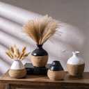 White Ceramic Vase, Modern Home Decor Small Vase, Vintage Decorative for Farmhouse Coffee Table Bookshelf Home Living 4.5 Inch White