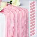 Dekafri Pink Cheesecloth Table Runner 10 Pack 120 Inch Light Pink Cheese Cloth Table Runner 10ft Long Gauze Table Runners for Wedding Decor Bridal Shower Baby Shower Party Table Decorations
