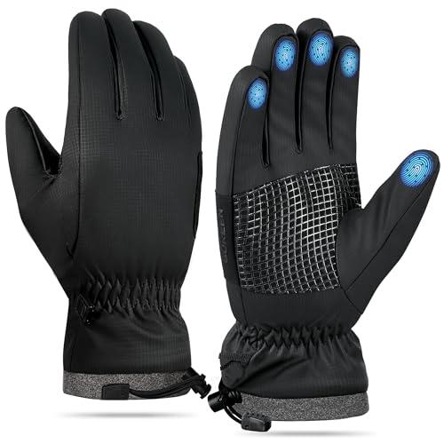 Sukeen Windproof Winter Gloves for Cold Weather, Soft Warm Touchscreen Anti-Slip Mens Winter Gloves Running Driving Cycling Hiking Biking Outdoor Sports Daily Work, Black, L